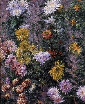 Fleurs impressionnistes œuvres - Jardin des chrysanthèmes blancs et jaunes au Petit Gennevilliers Impressionnistes Gustave Caillebotte Fleurs
